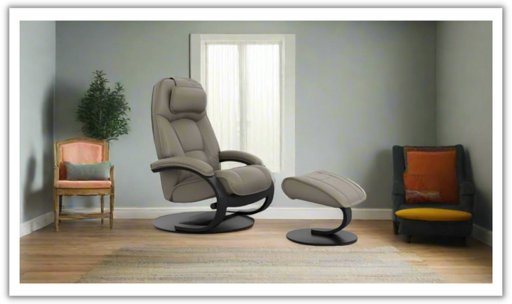 Admiral C Leather Swivel Manual Recliner Chair with Footstool in Two Sizes-Jennifer Furniture