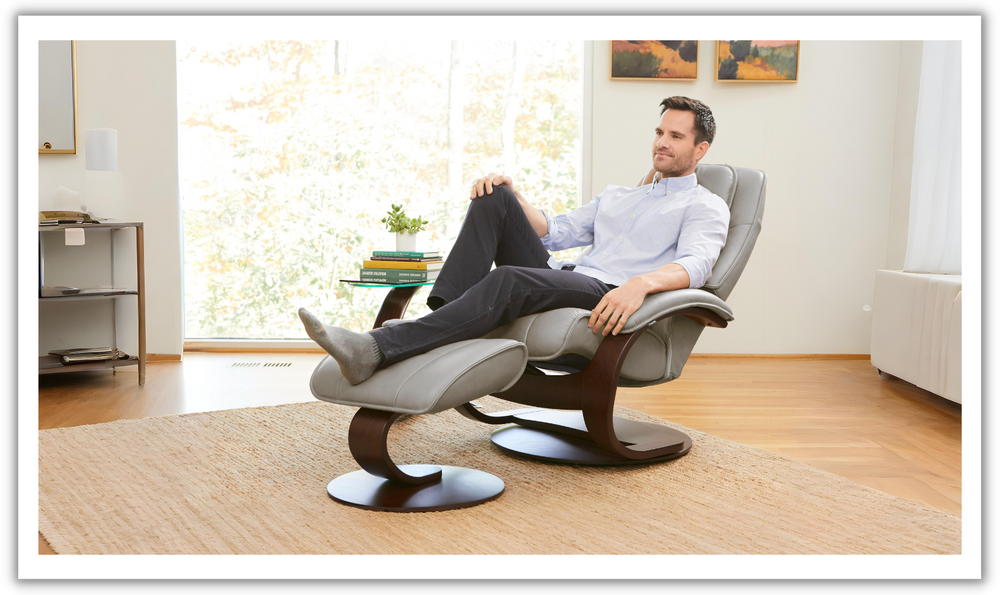 Admiral C Leather Swivel Manual Recliner Chair with Footstool in Two Sizes-Jennifer Furniture