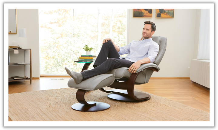 Admiral C Leather Swivel Manual Recliner Chair with Footstool in Two Sizes-Jennifer Furniture