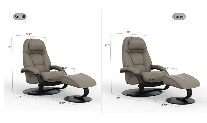 Admiral C Leather Swivel Manual Recliner Chair with Footstool in Two Sizes-Jennifer Furniture