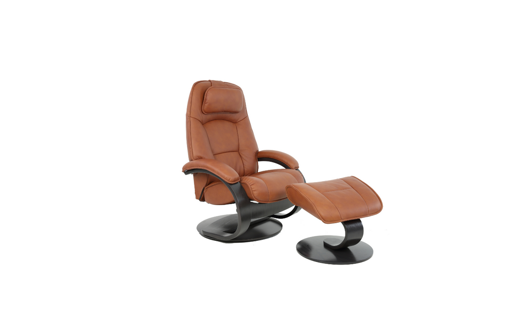 Admiral C Leather Swivel Manual Recliner Chair with Footstool in Two Sizes-Jennifer Furniture