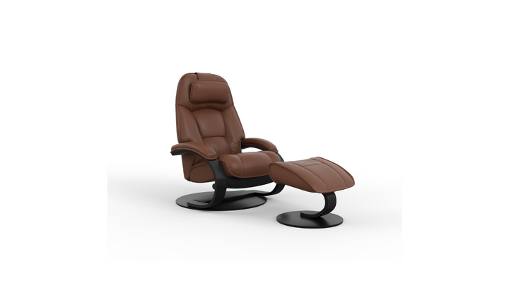 Admiral C Leather Swivel Manual Recliner Chair with Footstool in Two Sizes-Jennifer Furniture