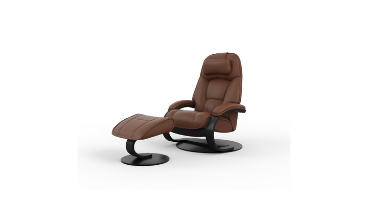 Admiral C Leather Swivel Manual Recliner Chair with Footstool in Two Sizes-Jennifer Furniture