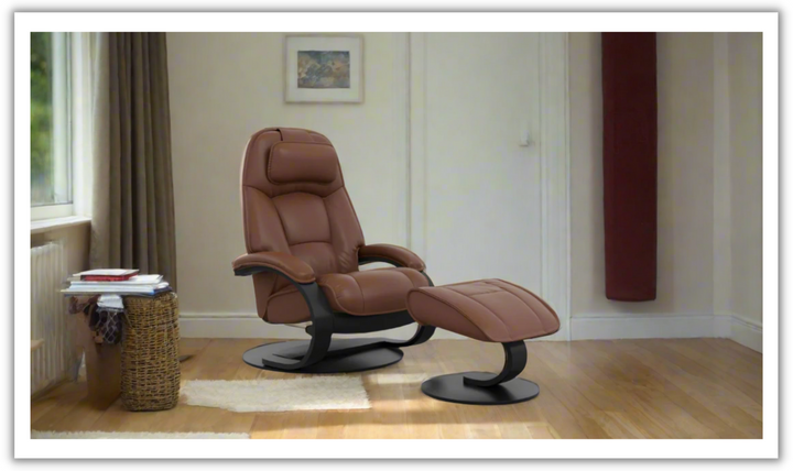 Admiral C Leather Swivel Manual Recliner Chair with Footstool in Two Sizes-Jennifer Furniture