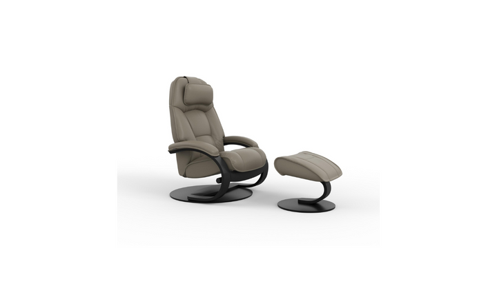 Admiral C Leather Swivel Manual Recliner Chair with Footstool in Two Sizes-Jennifer Furniture