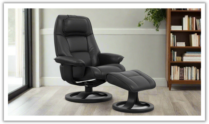 Admiral R Leather Swivel Manual Recliner Chair with Footstool in Two Sizes-Jennifer Furniture