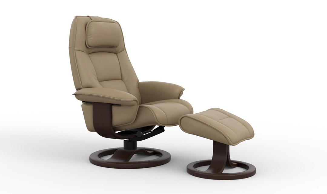 Fjords Admiral R Leather Swivel Recliner Chair with Footstool
