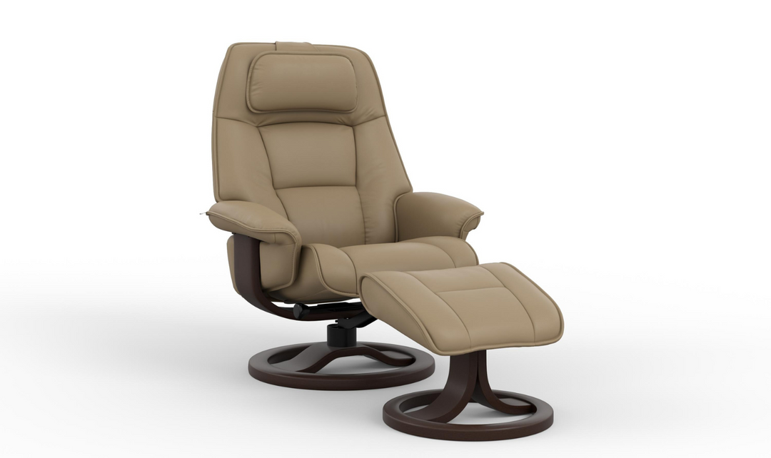 Fjords Admiral R Leather Swivel Recliner Chair with Footstool