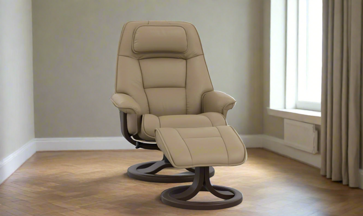 Fjords Admiral R Leather Swivel Recliner Chair with Footstool