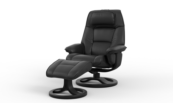 Fjords Admiral R Leather Swivel Recliner Chair with Footstool