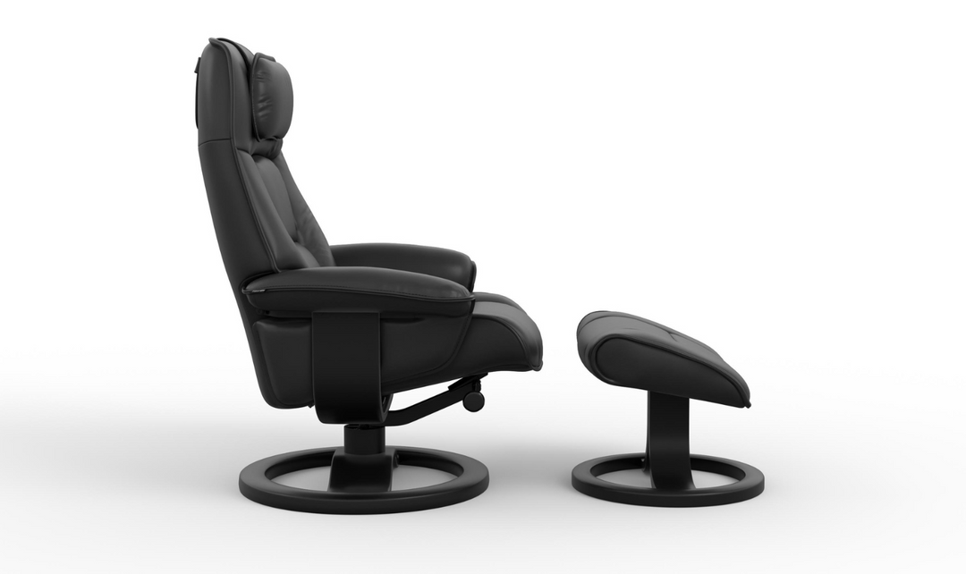 Fjords Admiral R Leather Swivel Recliner Chair with Footstool