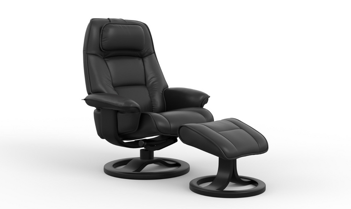 Fjords Admiral R Leather Swivel Recliner Chair with Footstool