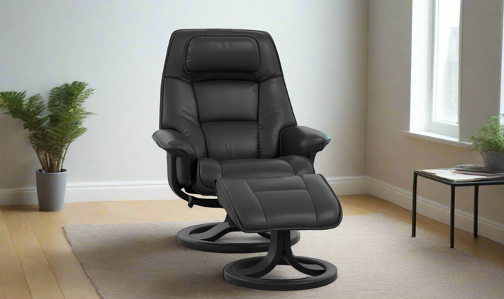 Fjords Admiral R Leather Swivel Recliner Chair with Footstool
