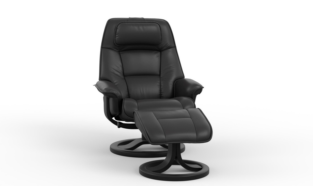 Fjords Admiral R Leather Swivel Recliner Chair with Footstool