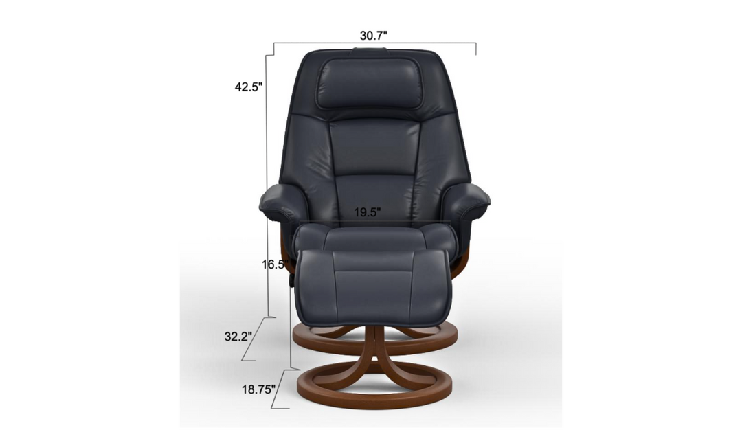 Fjords Admiral R Leather Swivel Recliner Chair with Footstool