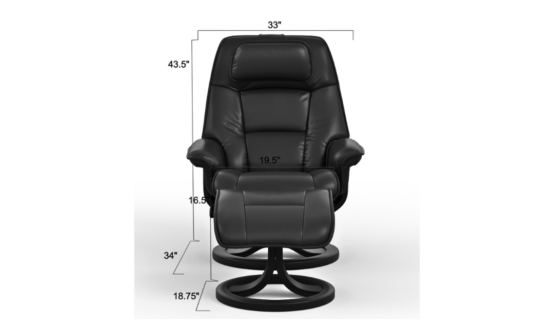 Fjords Admiral R Leather Swivel Recliner Chair with Footstool
