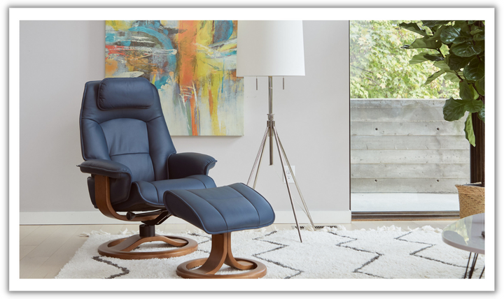 Admiral R Leather Swivel Manual Recliner Chair with Footstool in Two Sizes-Jennifer Furniture