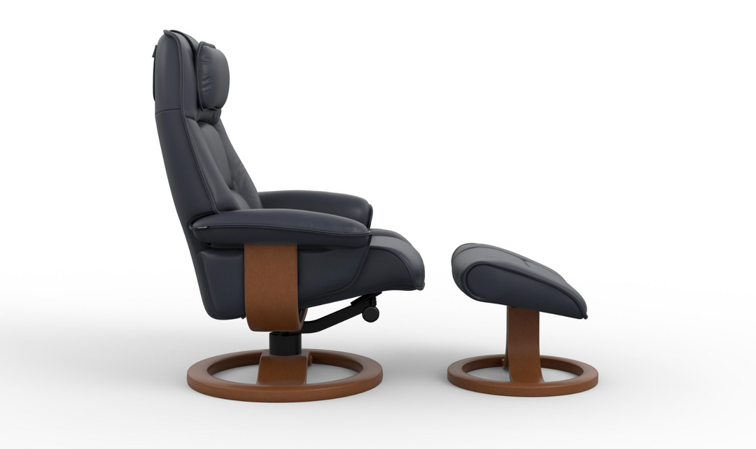 Fjords Admiral R Leather Swivel Recliner Chair with Footstool
