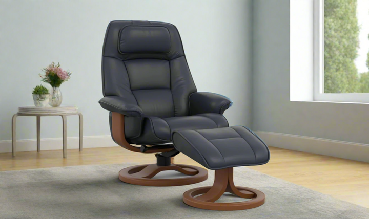 Fjords Admiral R Leather Swivel Recliner Chair with Footstool