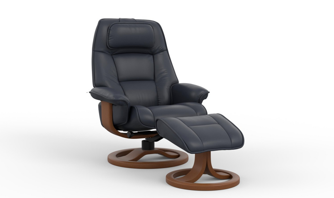 Fjords Admiral R Leather Swivel Recliner Chair with Footstool