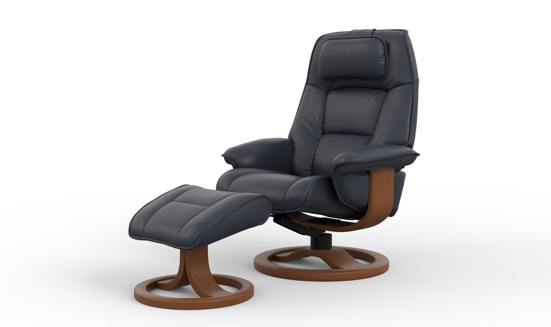 Fjords Admiral R Leather Swivel Recliner Chair with Footstool