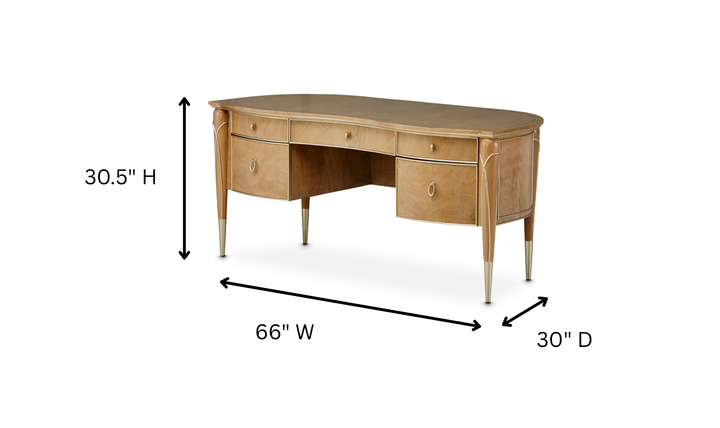 Aico Villa Cherie Caramel Office Desk in Brown