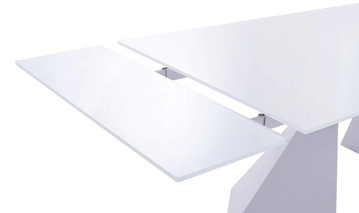 ESF Alice Rectangular Dining Table With Glass Top In White - 992