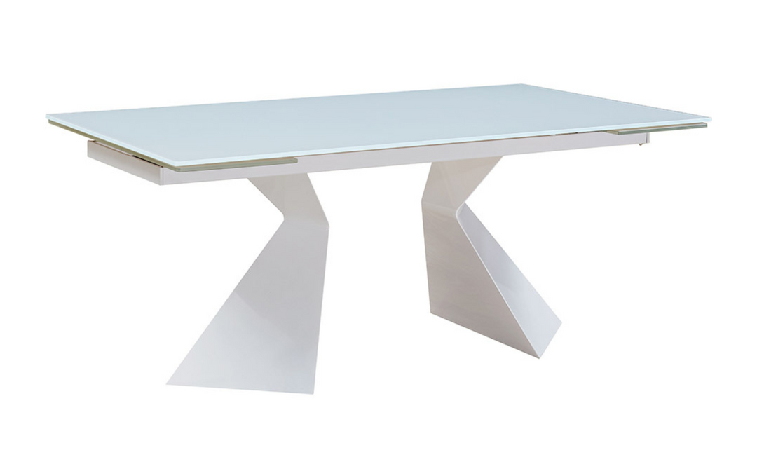 ESF Alice Rectangular Dining Table With Glass Top In White - 992