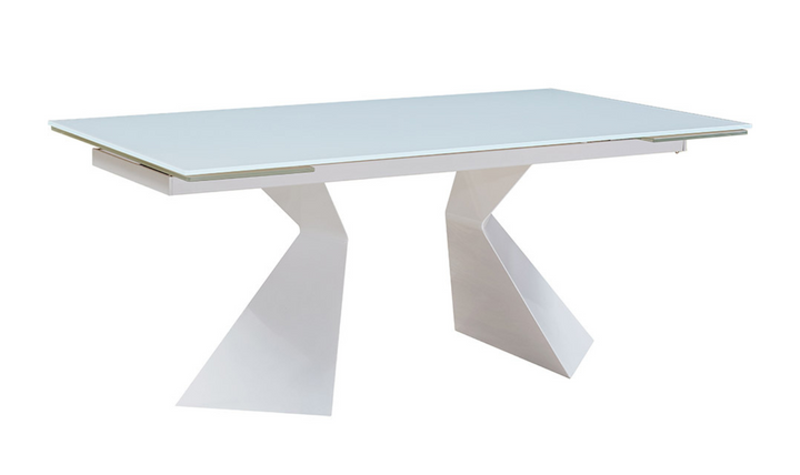 ESF Alice Rectangular Dining Table With Glass Top In White - 992