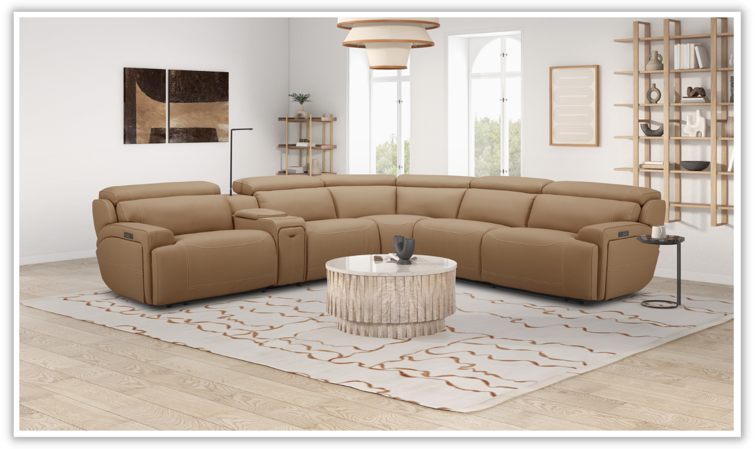 Tan reclining discount sectional