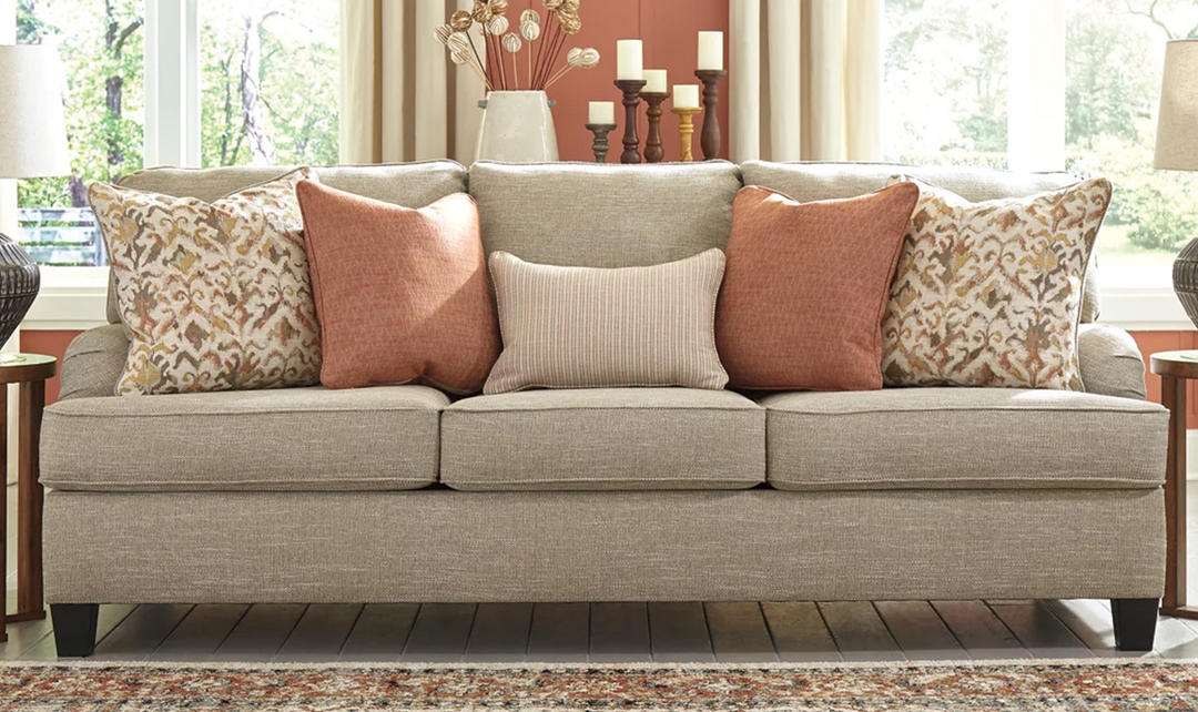 Modern Heritage Almanza 3-Seater Wheat Fabric Sofa with English Arm