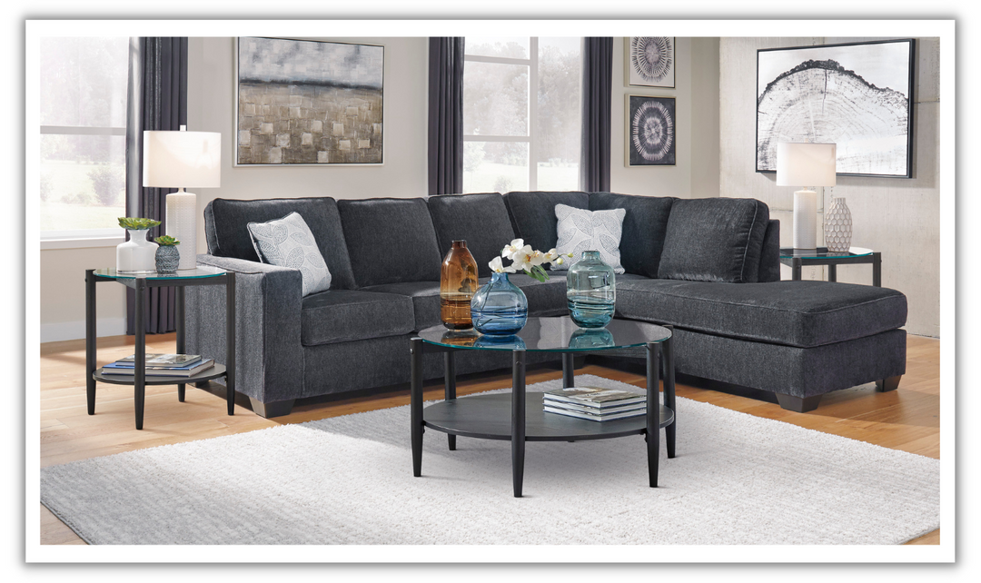 Altari L-shaped Fabric Sectional with Track Arms-Jennifer Furniture