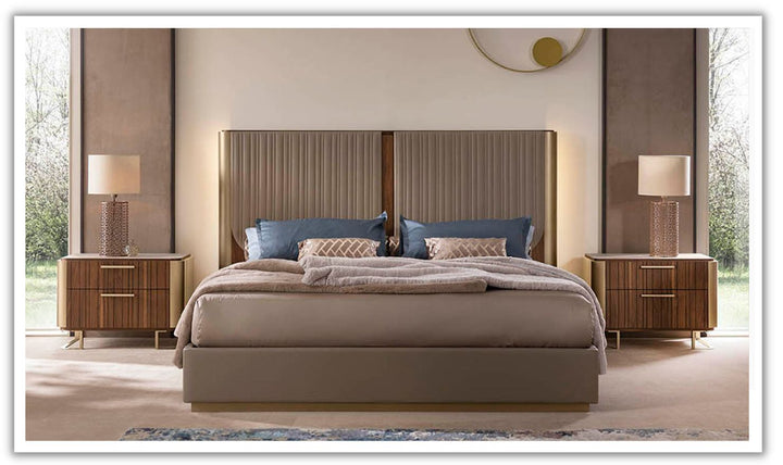 Alf Dafre Hera 5 Feet Panel Bed in Channel Walnut Wood (King / Queen Size)