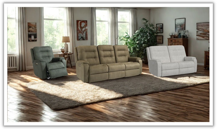 Arlo Fabric Power Reclining Living Room Set With Power Headrests