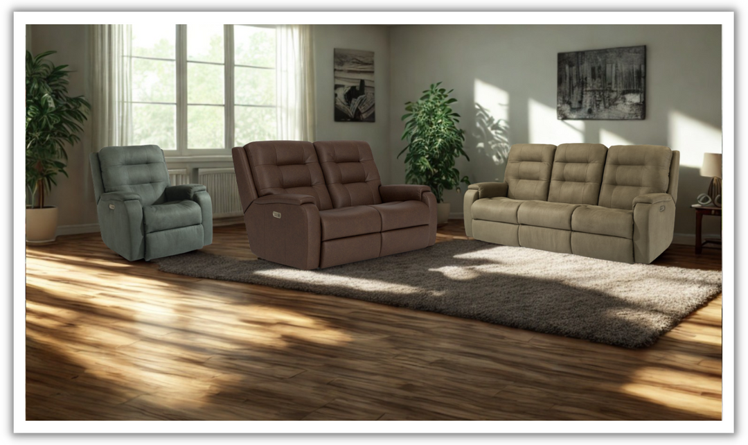 Arlo Fabric Power Reclining Living Room Set With Power Headrests