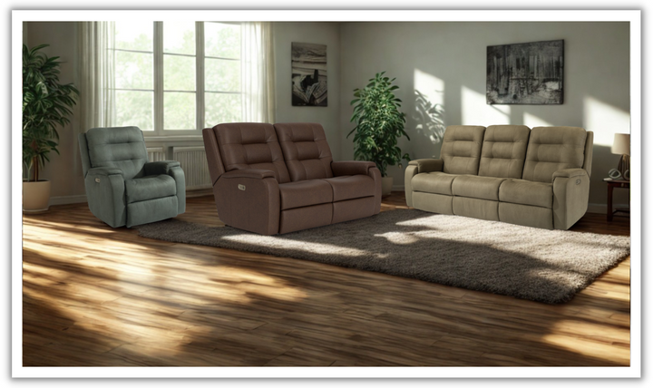 Arlo Fabric Power Reclining Living Room Set With Power Headrests