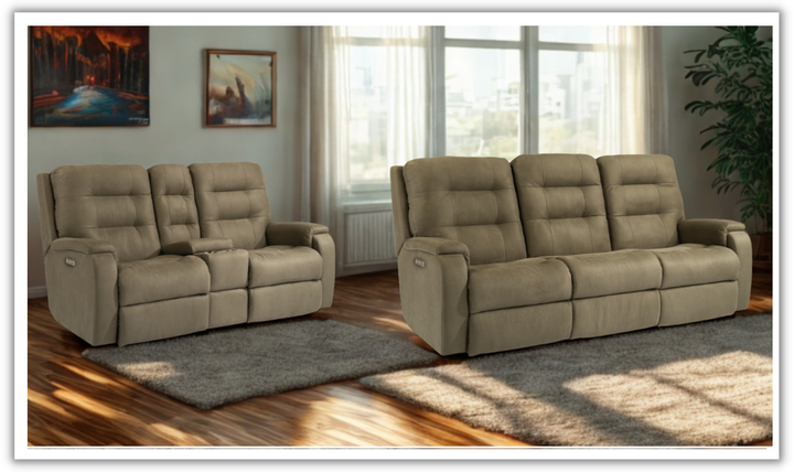 Arlo Fabric Power Reclining Living Room Set With Power Headrests