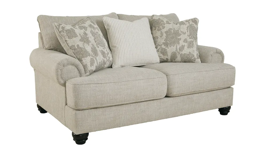 Modern Heritage Asanti Fabric Fog Loveseat with Rolled Arms