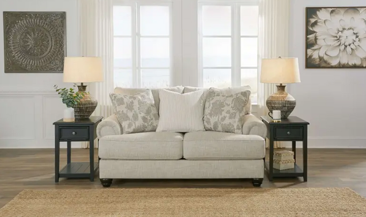 Modern Heritage Asanti Fabric Fog Loveseat with Rolled Arms