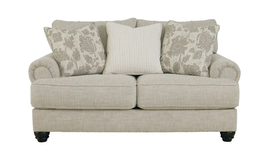 Modern Heritage Asanti Fabric Fog Loveseat with Rolled Arms
