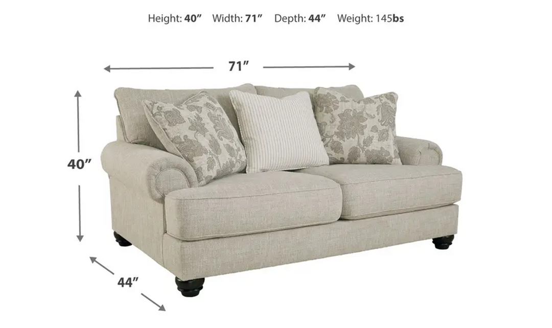 Modern Heritage Asanti Fabric Fog Loveseat with Rolled Arms