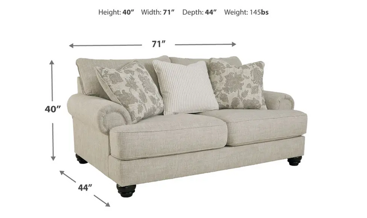 Modern Heritage Asanti Fabric Fog Loveseat with Rolled Arms