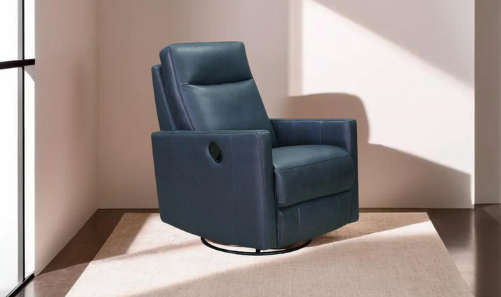Ashby Manual Swivel Rocker Leather Recliner Chair-Jennifer Furniture