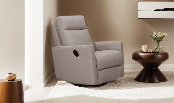 Ashby Manual Swivel Rocker Leather Recliner Chair-Jennifer Furniture