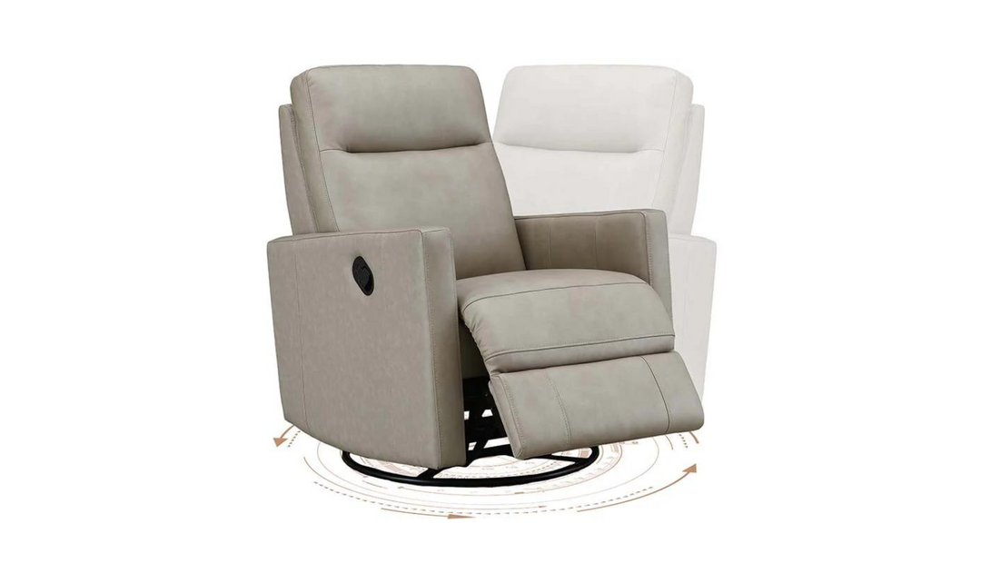 Ashby Manual Swivel Rocker Leather Recliner Chair-Jennifer Furniture
