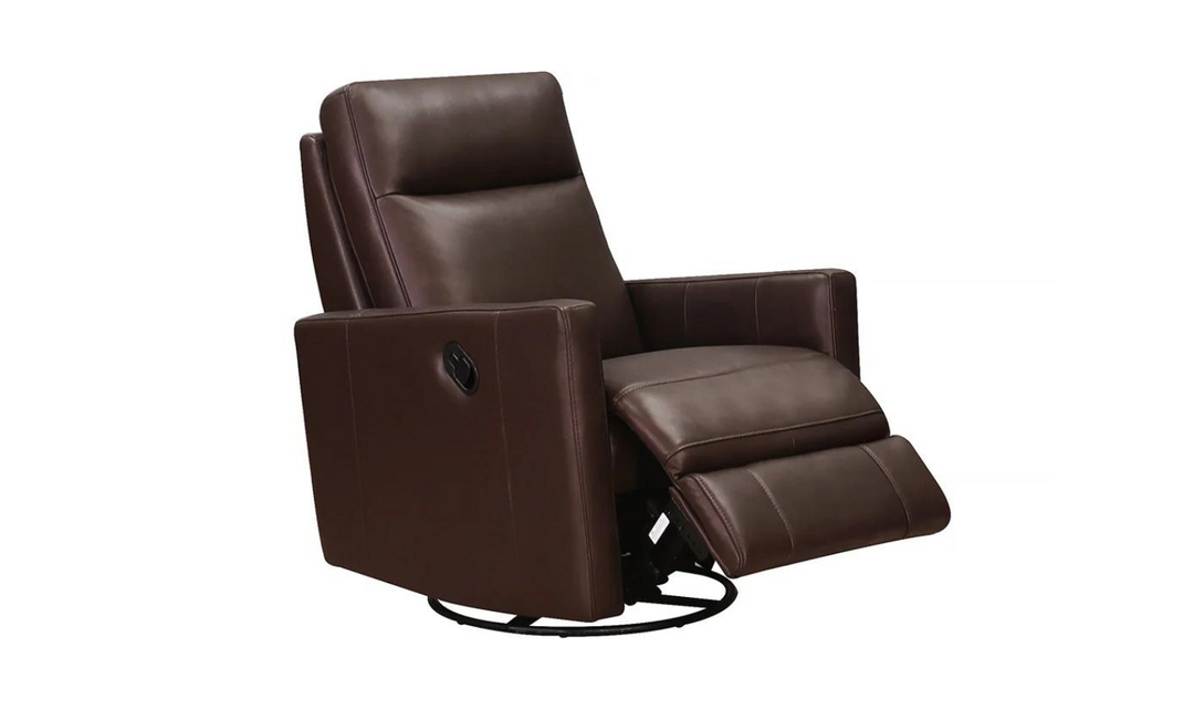 Ashby Manual Swivel Rocker Leather Recliner Chair-Jennifer Furniture
