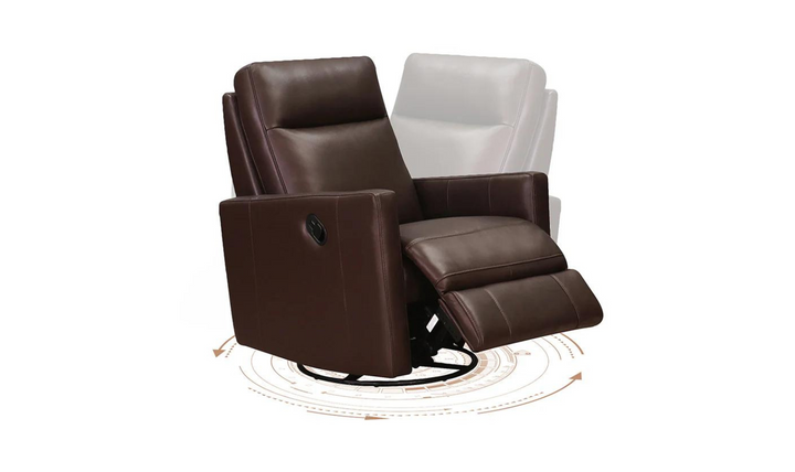 Ashby Manual Swivel Rocker Leather Recliner Chair-Jennifer Furniture