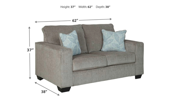 Ashley Altari Stationary Fabric Loveseat with 2 Pillows-Jennifer Furniture