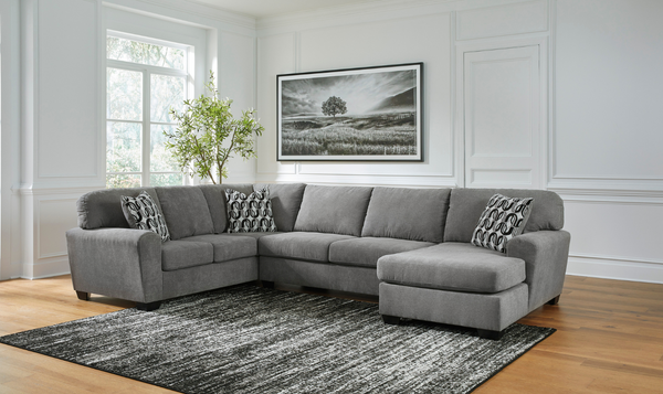 Ashley Birkdale Court U-Shape 3-Piece Gray Fabric Sectional with Chaise-Jennifer Furniture