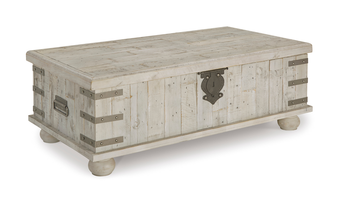 Ashley  Carynhurst Lift Top Coffee Table in White Wash Gray-Jennifer Furniture